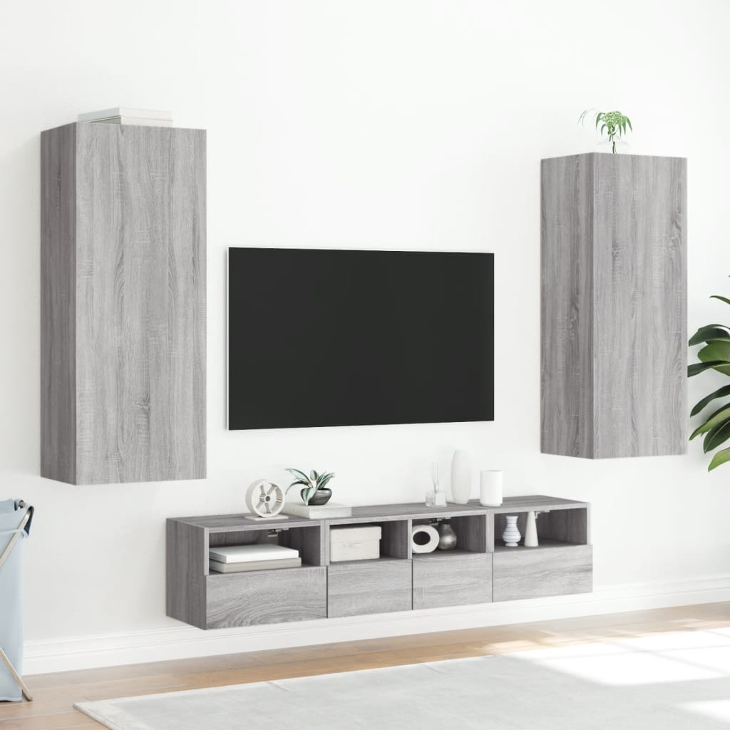 vidaXL Mueble TV de pared madera ingeniería gris Sonoma 40,5x30x102 cm