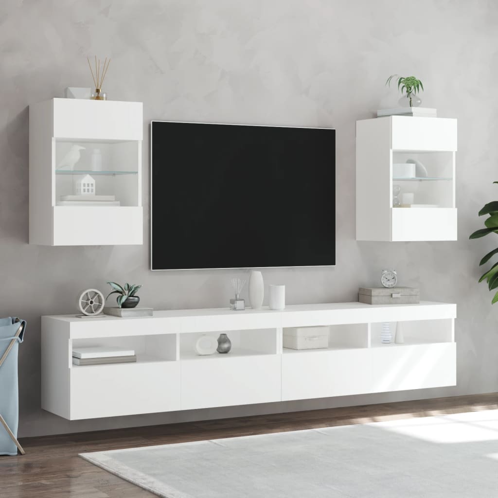 vidaXL Mueble de TV de pared con luces LED blanco 40x30x60,5 cm