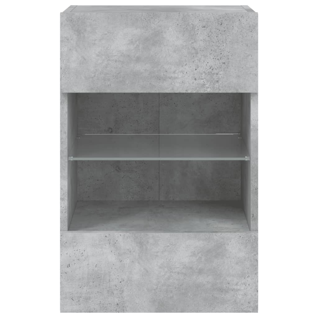 vidaXL Mueble de TV de pared con luces LED gris hormigón 40x30x60,5 cm