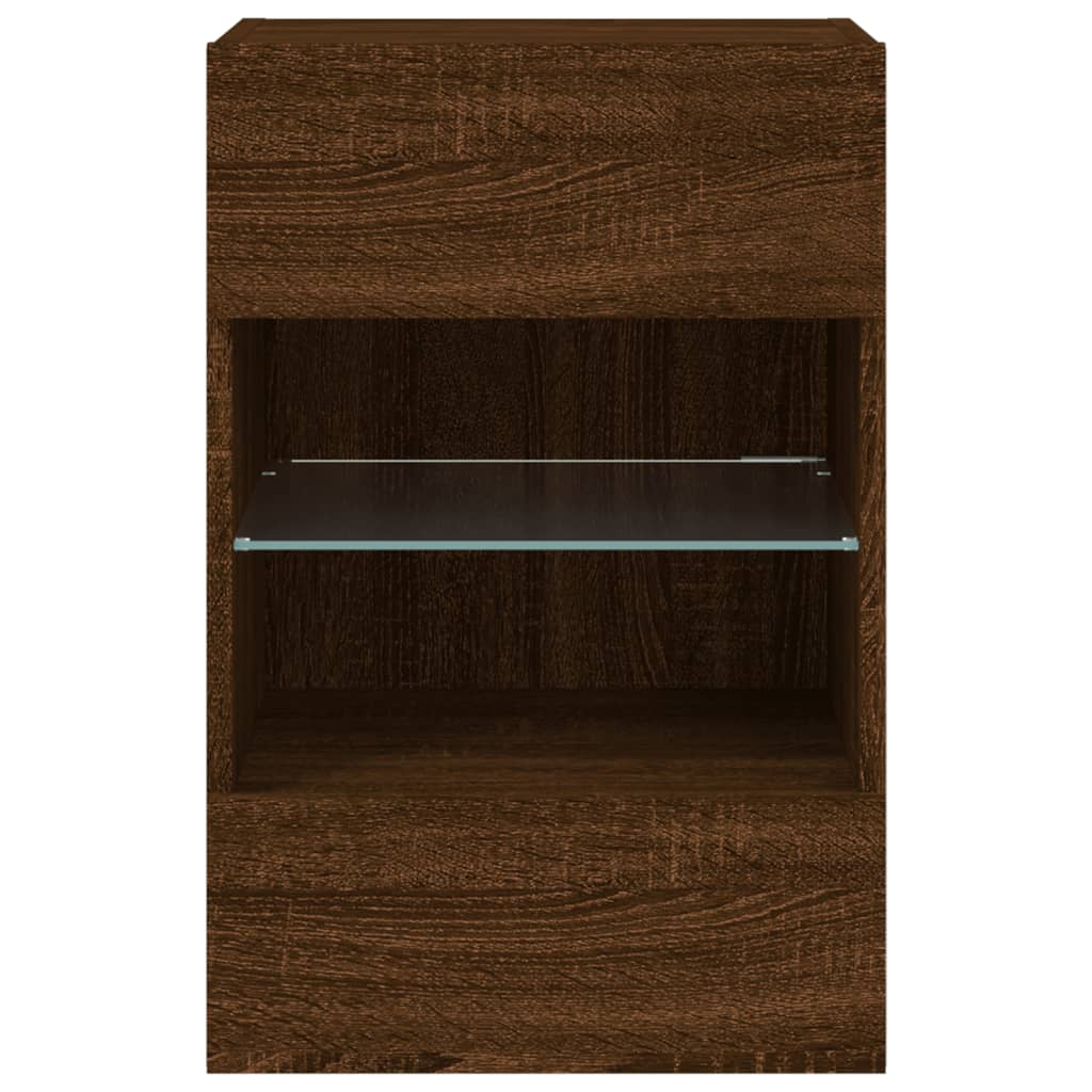 vidaXL Mueble de TV de pared con luces LED roble marrón 40x30x60,5 cm