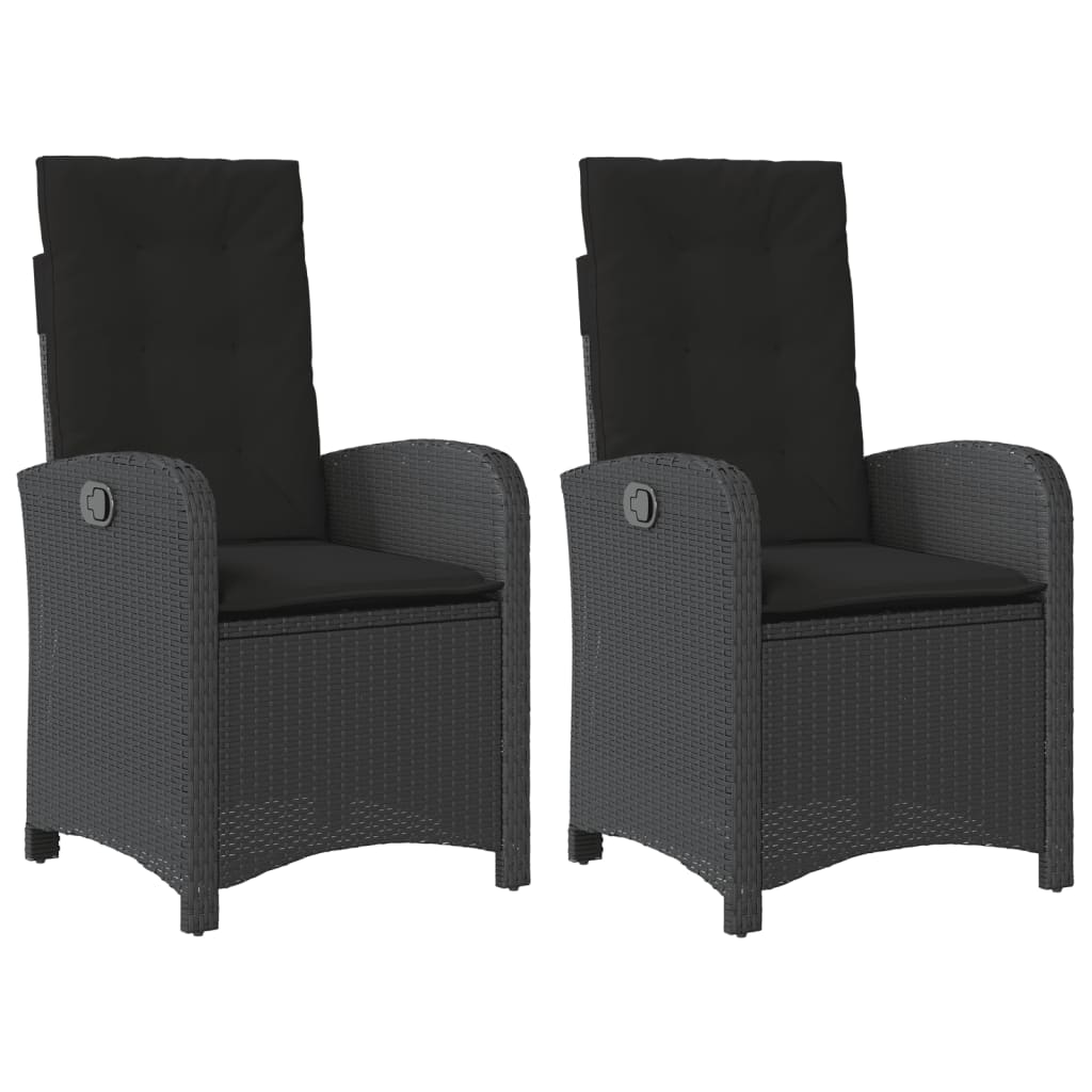 vidaXL Sillones reclinable jardín cojines 2 uds ratán sintético negro