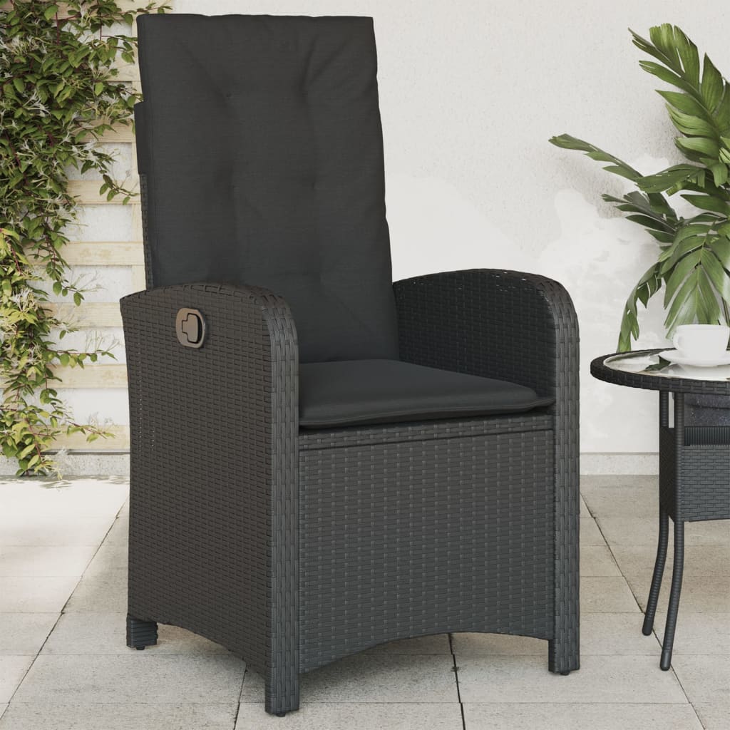 vidaXL Sillones reclinable jardín cojines 2 uds ratán sintético negro