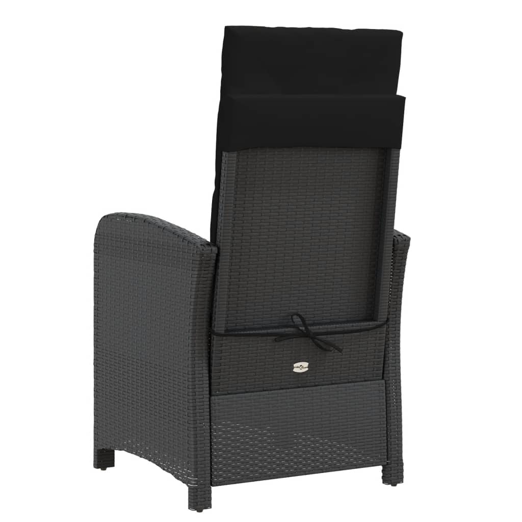 vidaXL Sillones reclinable jardín cojines 2 uds ratán sintético negro