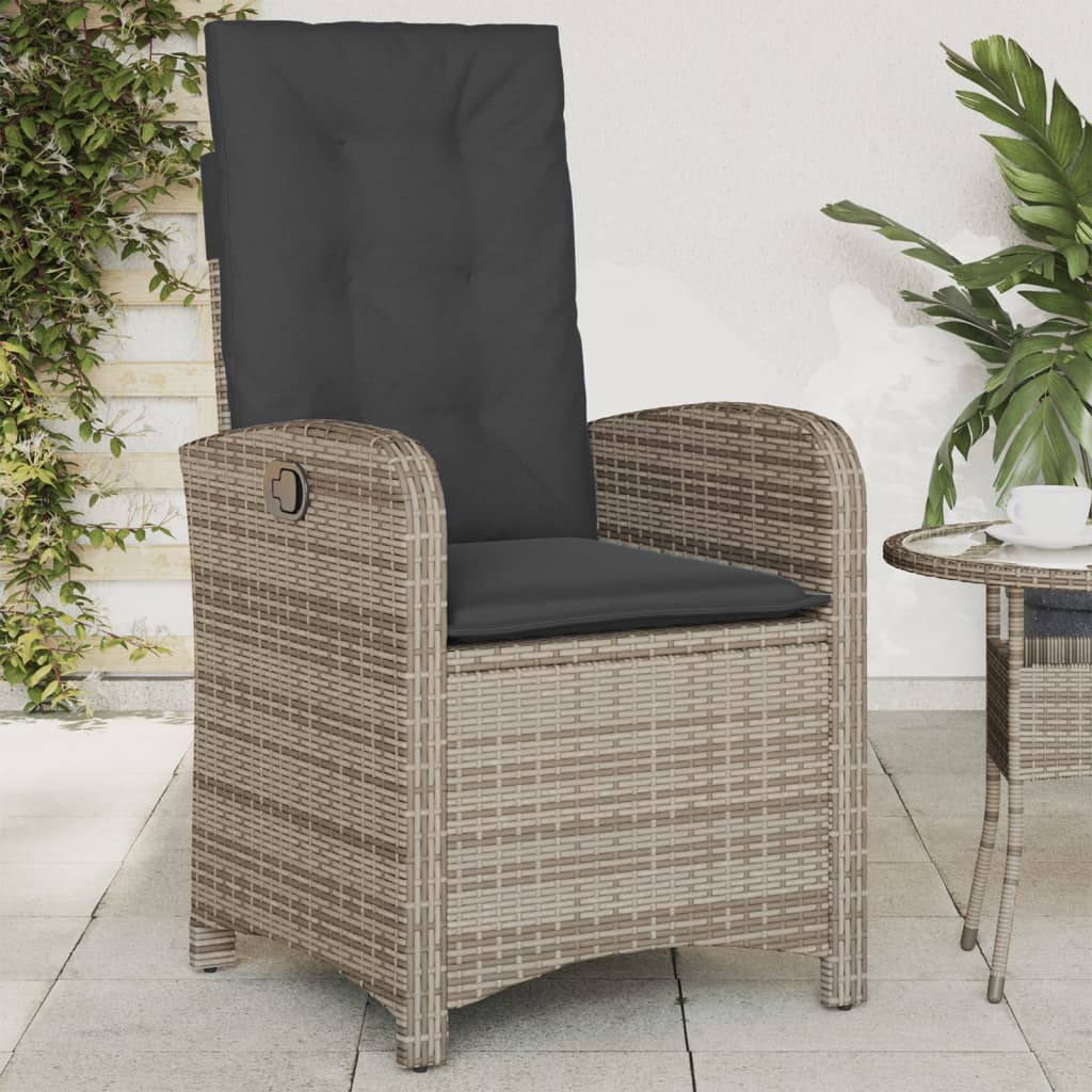 vidaXL Sillones reclinable jardín y cojines 2 uds ratán sintético gris