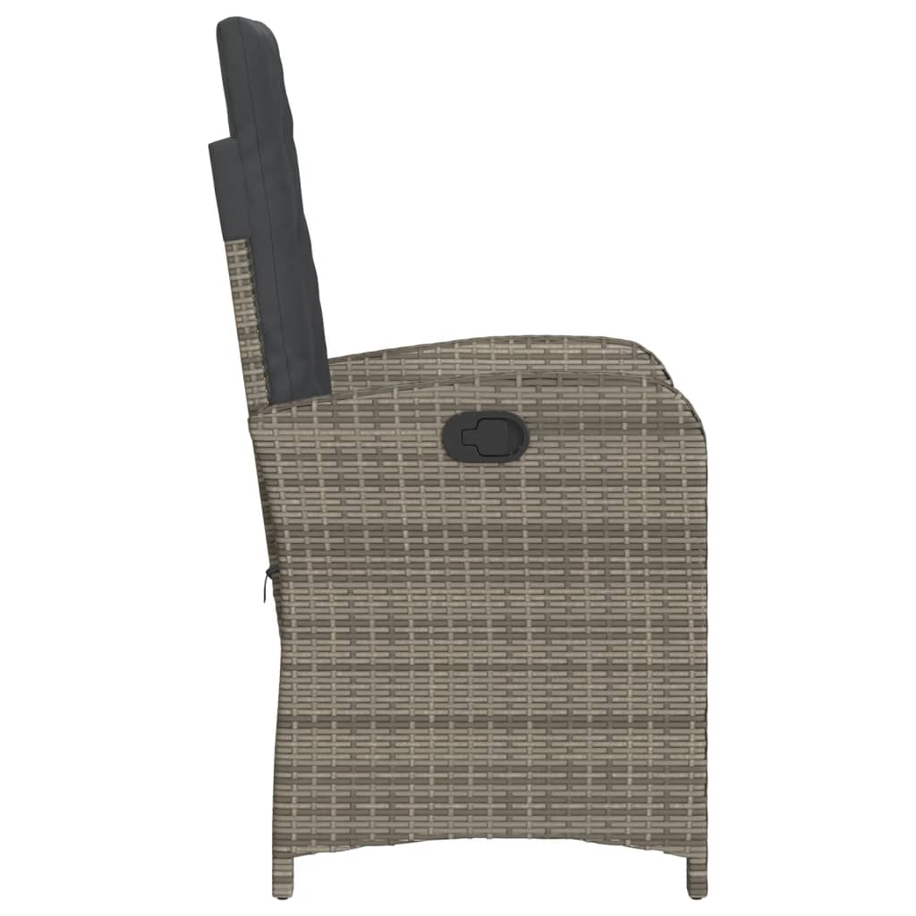 vidaXL Sillones reclinable jardín y cojines 2 uds ratán sintético gris