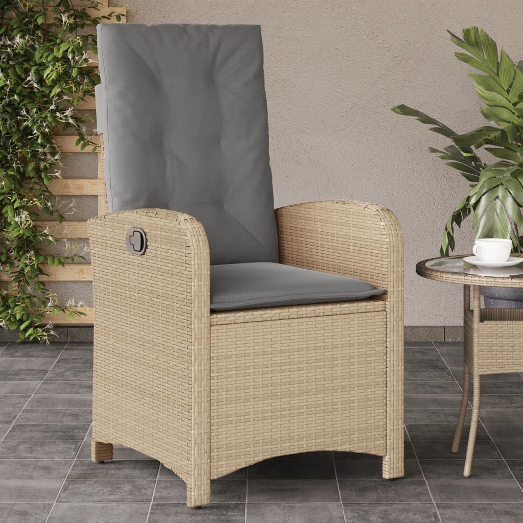 vidaXL Sillones reclinables jardín y cojines beige mix 2 uds ratán PE