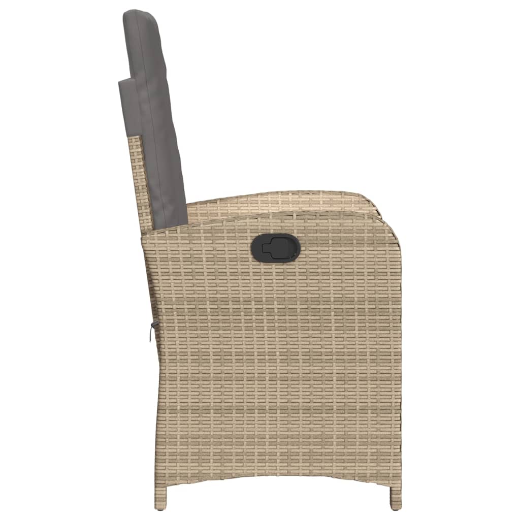 vidaXL Sillones reclinables jardín y cojines beige mix 2 uds ratán PE