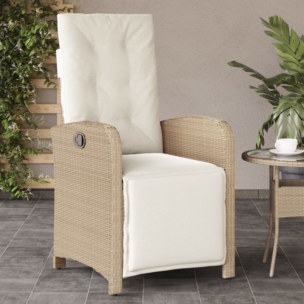 vidaXL Sillones reclinables jardín con reposapiés 2 uds ratán PE beige