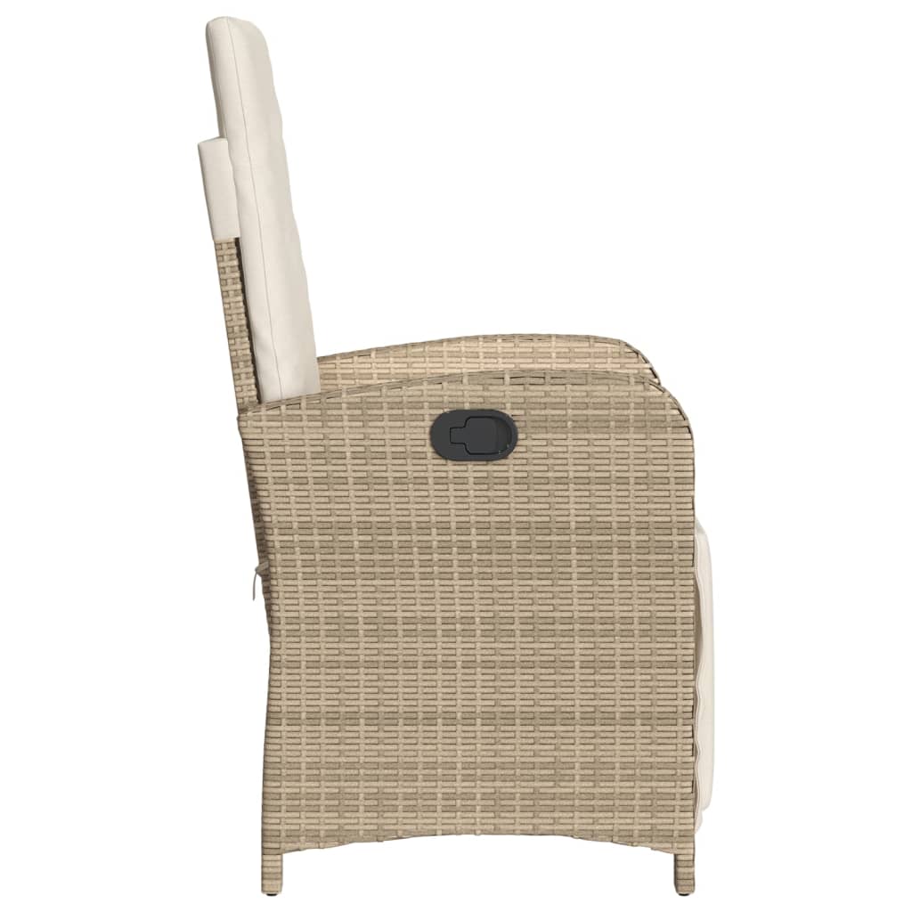 vidaXL Sillones reclinables jardín con reposapiés 2 uds ratán PE beige