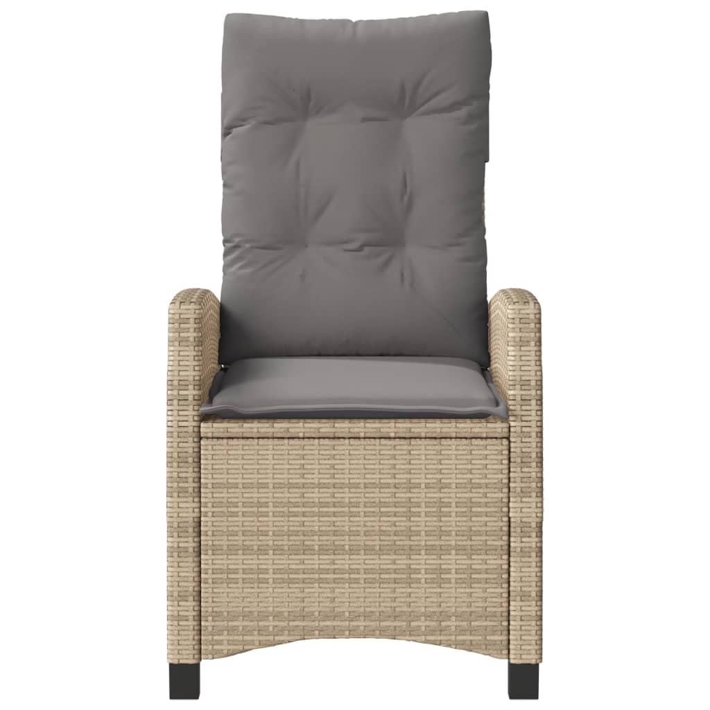 vidaXL Sillones reclinables jardín y cojines beige mix 2 uds ratán PE