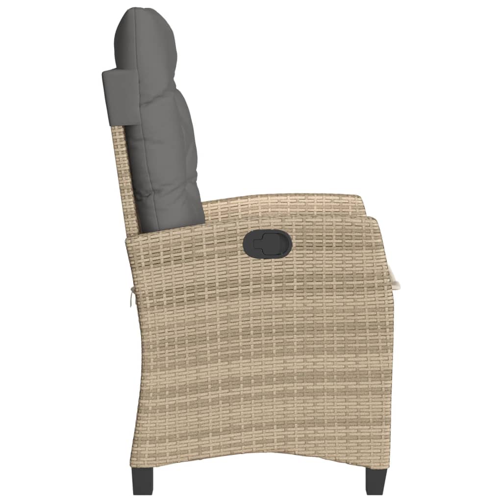 vidaXL Sillones reclinables jardín y cojines beige mix 2 uds ratán PE