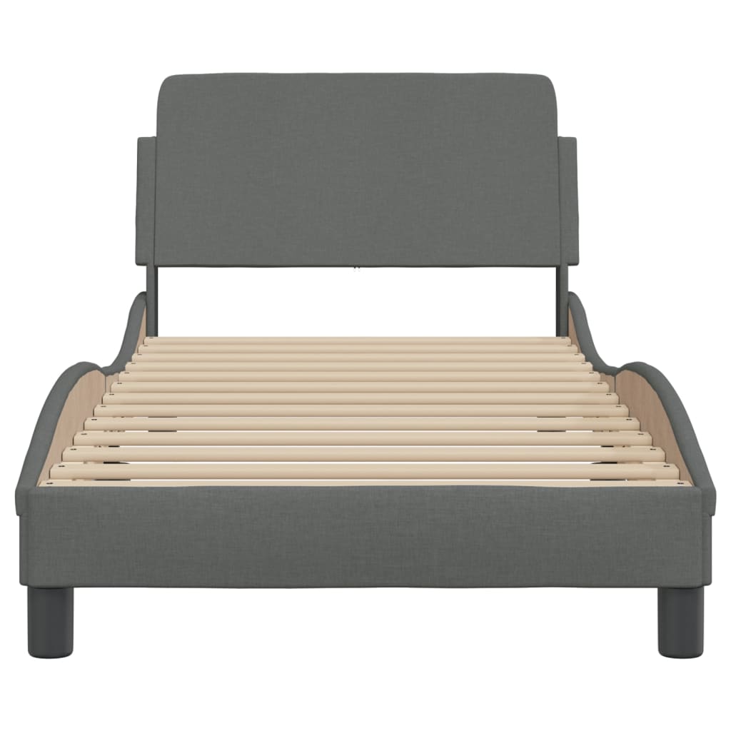vidaXL Estructura de cama con cabecero de tela gris oscuro 80x200 cm