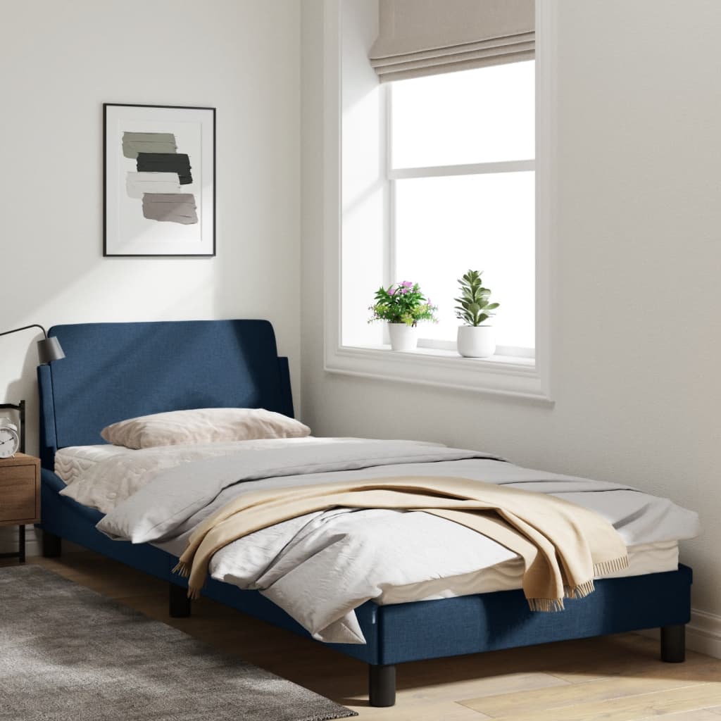 vidaXL Estructura de cama con cabecero de tela azul 80x200 cm