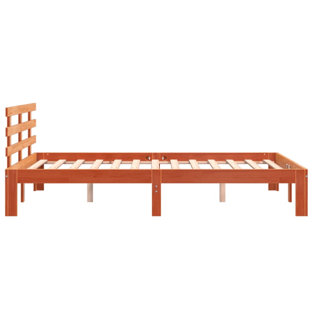 vidaXL Estructura cama con cabecero madera pino marrón cera 120x200 cm