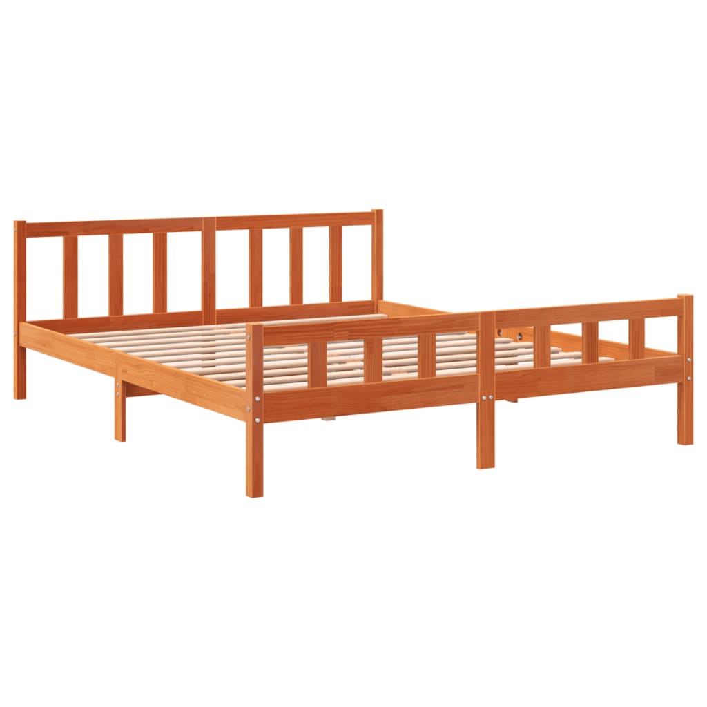 vidaXL Estructura cama con cabecero madera pino marrón cera 180x200 cm