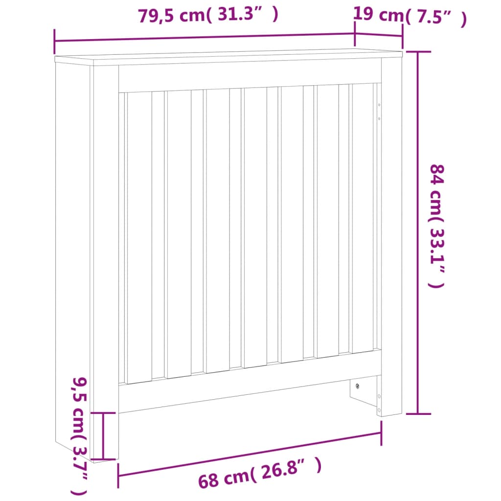 vidaXL Cubierta radiador madera maciza pino marrón cera 79,5x19x84 cm