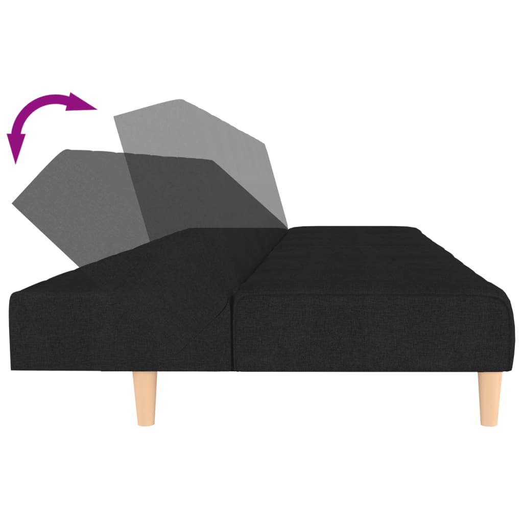 vidaXL Sofá cama de 2 plazas tela negro