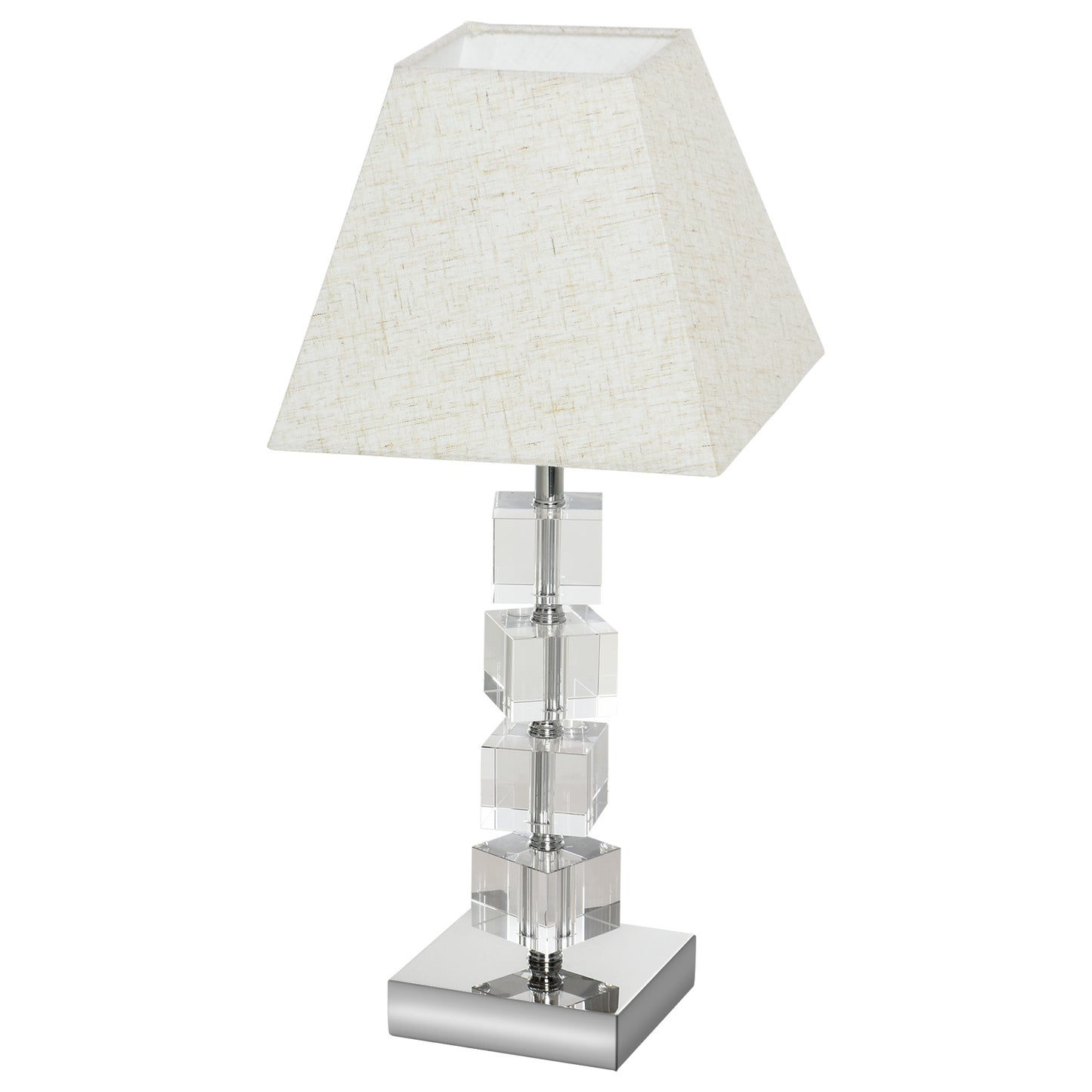 HOMCOM Lámpara de Mesita de Noche Lámpara de Mesa con Casquillo E14 Máx. 40W Cristal Giratorio y Base de Metal para Salón Oficina Dormitorio 20x20x47 cm Crema