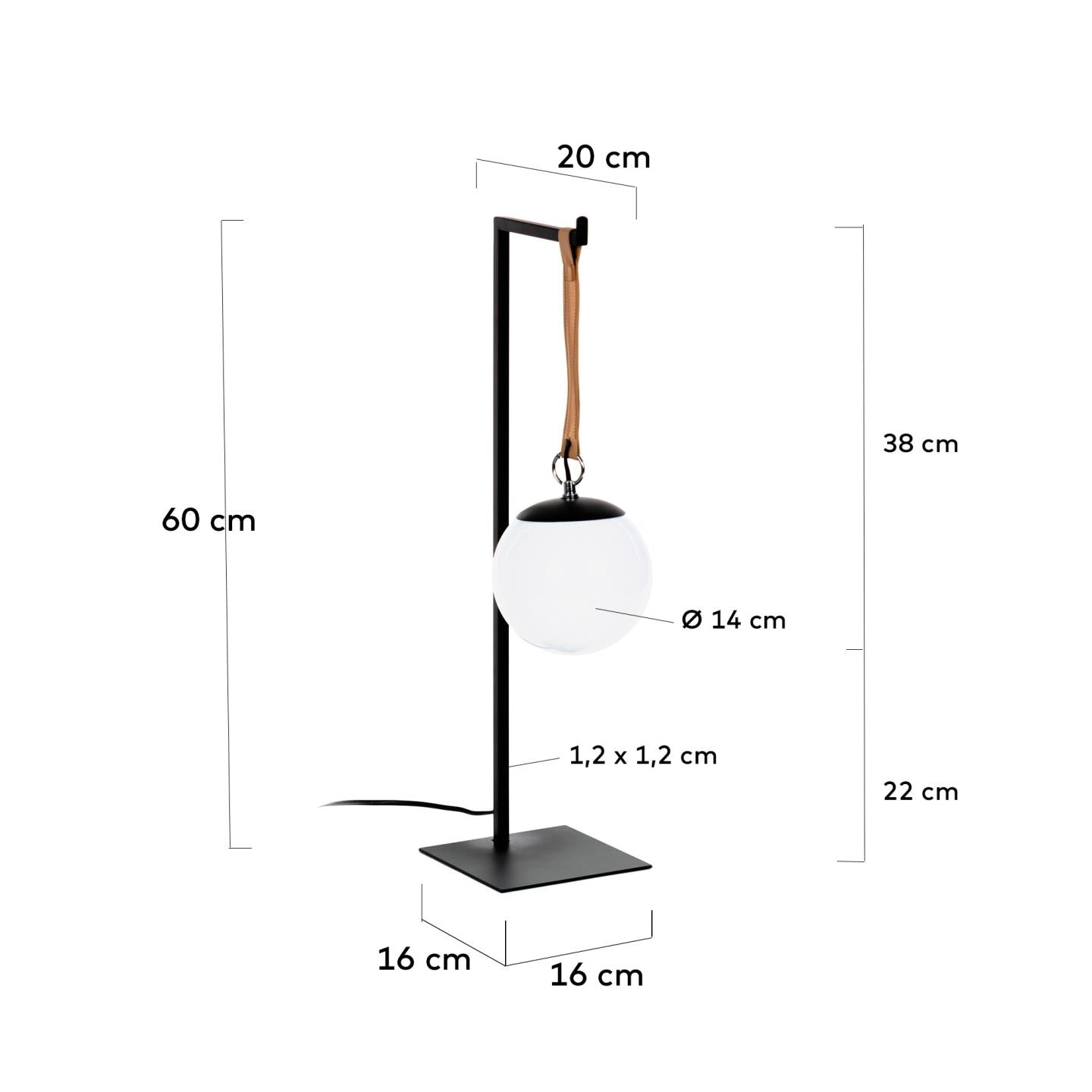 Lámpara de mesa Monteiro de acero y piel