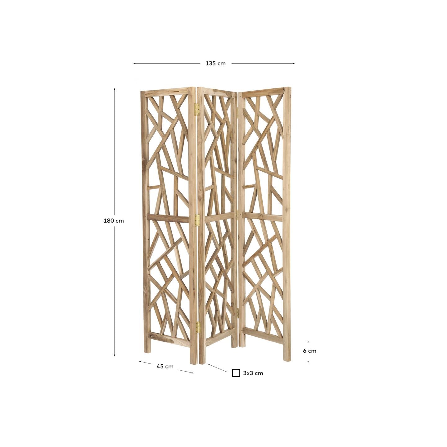 Biombo Avaline de madera maciza de teca 135 x 180 cm