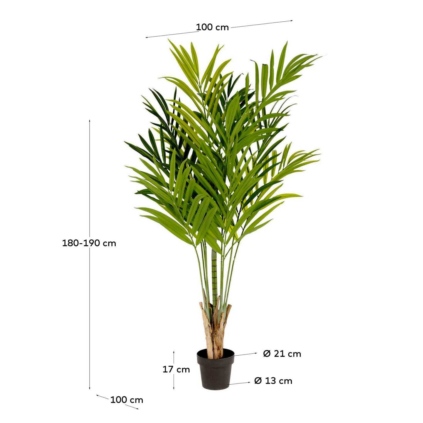 Planta artificial Palmera de bambú con maceta negro 170 cm