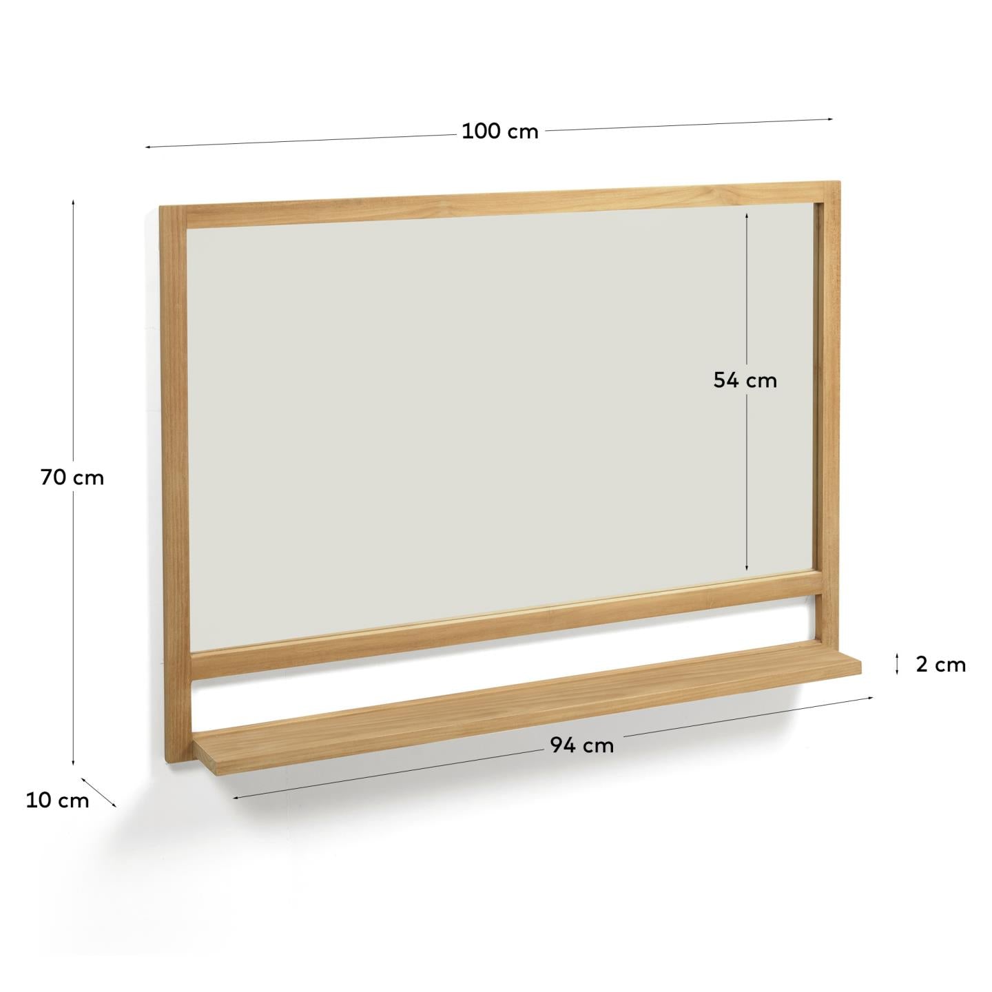 Espejo Taciana de madera maciza de teca 100 x 70 cm