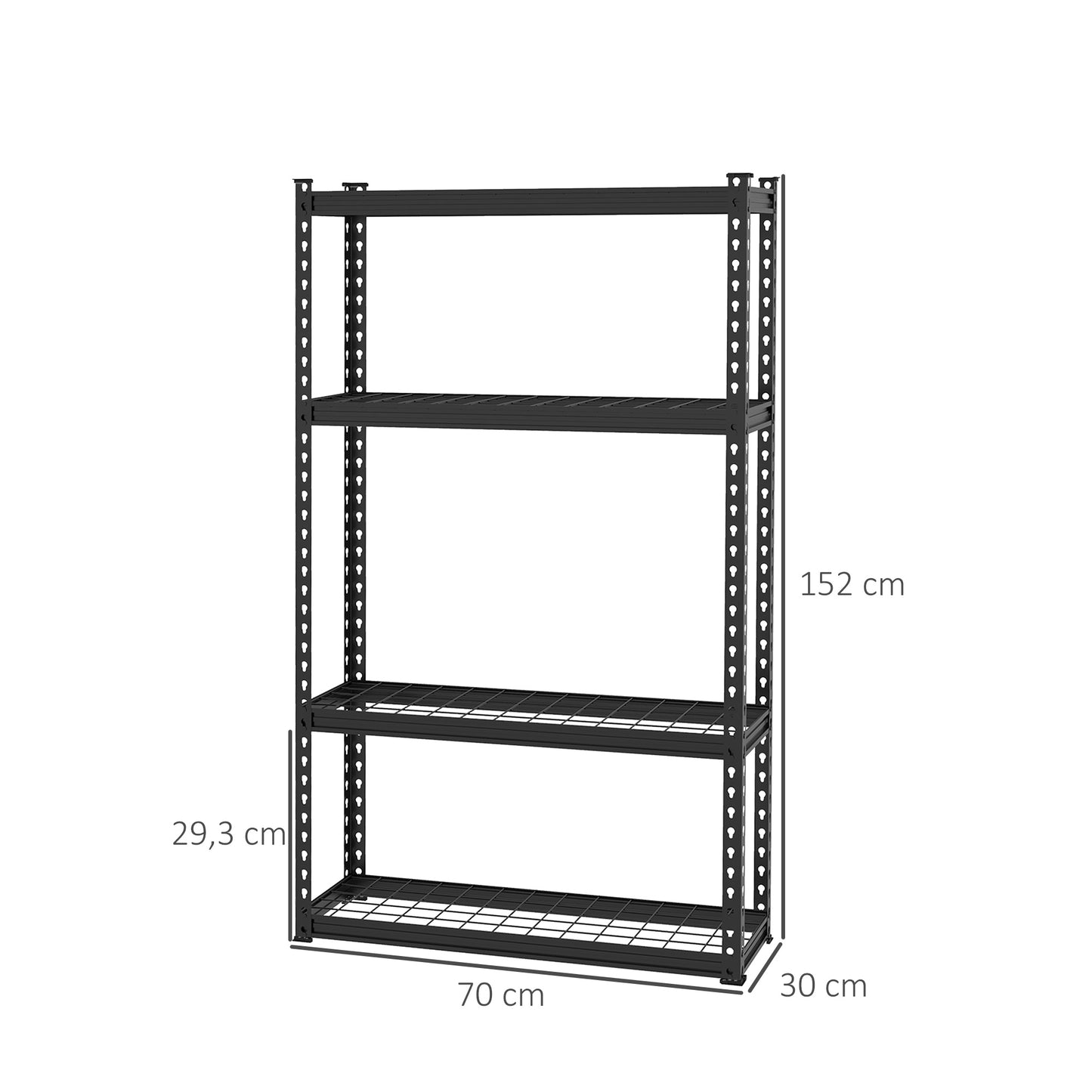 HOMCOM Estantería Metálica de Garaje de Acero Industrial con Estantes Ajustables para Tallar Cocina Hogar 70x30x152 cm Negro