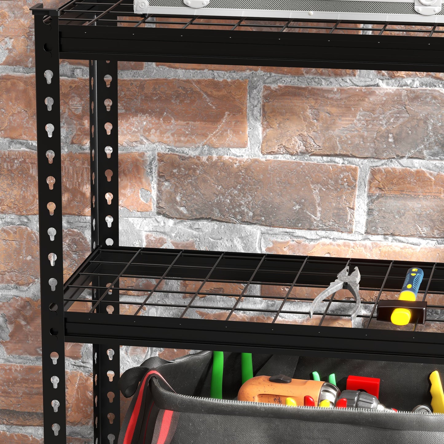 HOMCOM Estantería Metálica de Garaje de Acero Industrial con Estantes Ajustables para Tallar Cocina Hogar 70x30x152 cm Negro