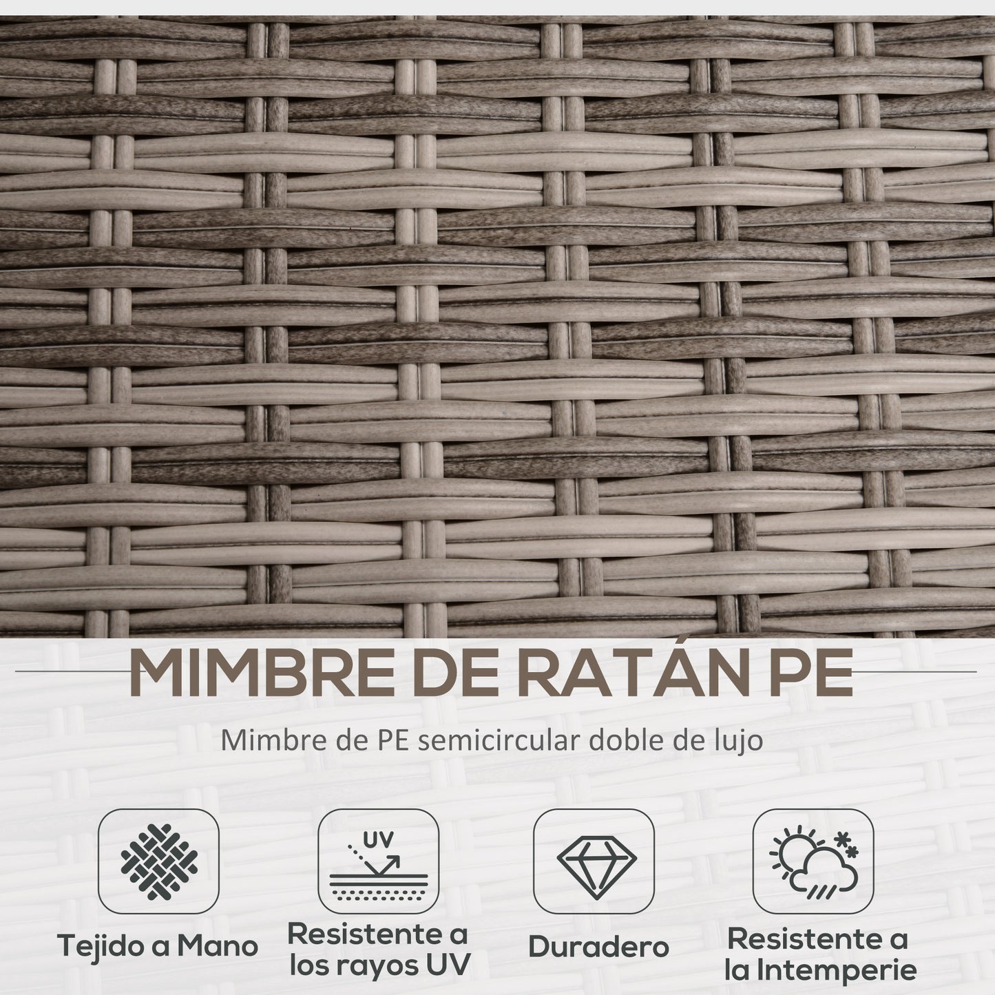 Outsunny Conjunto de Muebles de Jardín 8 Piezas de Ratán Convertible con 2 Mesas de Centro 2 Sofás esquineros 2 Sillones 2 Taburetes con Cojines para Patio Porche Terraza Gris