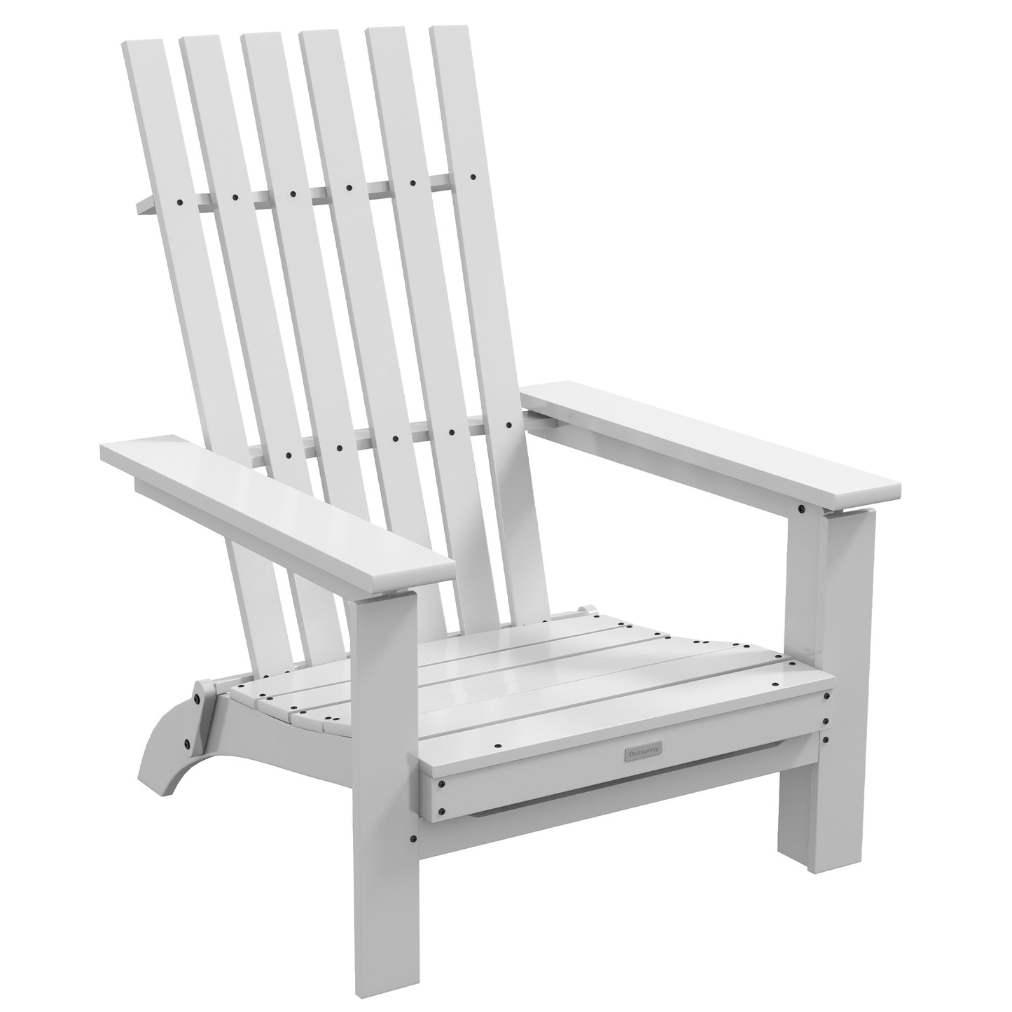 Outsunny Silla Adirondack de Madera Silla de Jardín Plegable con Reposabrazos Carga 160 kg para Patio Terraza Balcón 68x81x93 cm Blanco