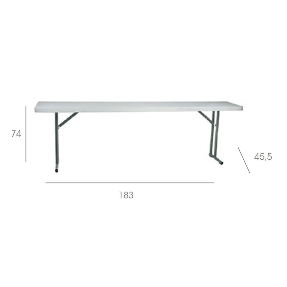 Garbar bach mesa rectangular plegable interior, exterior 180x45 gris