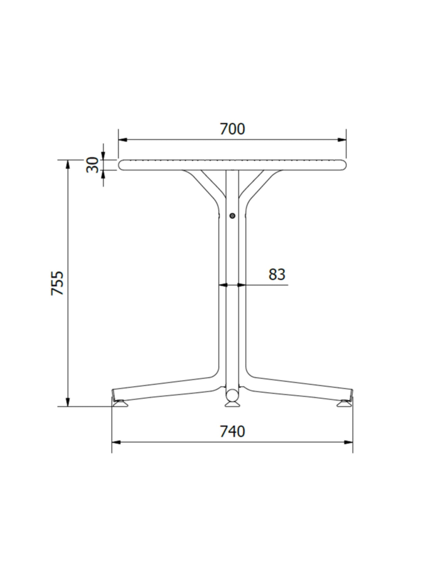 Resol bini mesa redonda interior, exterior ø70 marfil