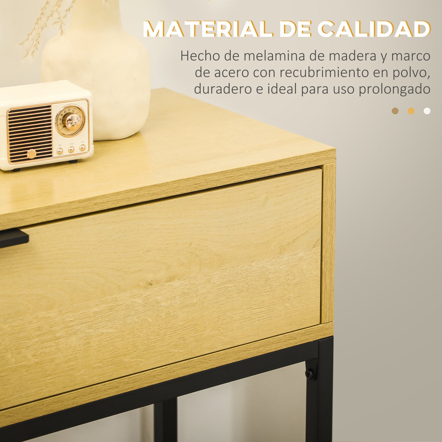 HOMCOM Mesa Consola con Cajón Consola Auxiliar Moderna Mesa de Entrada con Patas de Acero para Pasillo Salón Dormitorio 80x30x76 cm Natural