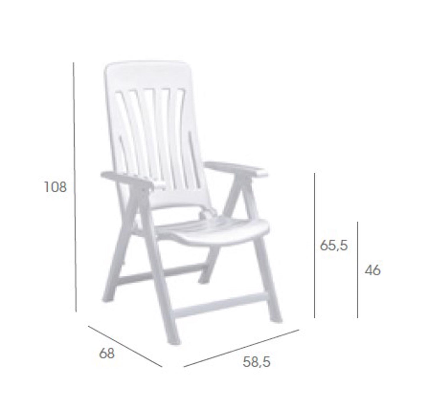 Garbar blanes set 2 silla con brazos multiposiciones exterior blanco