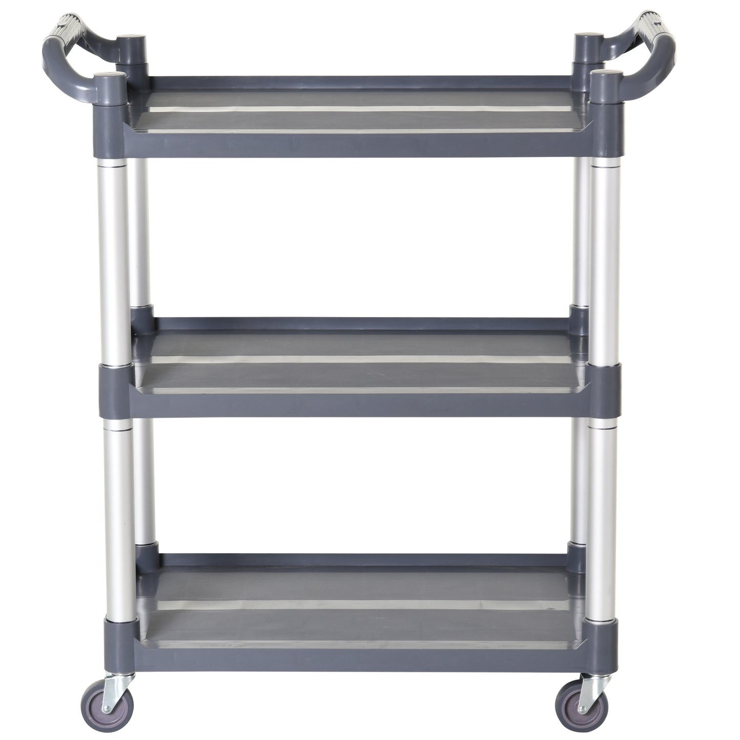 HOMCOM Carrito Auxiliar con Ruedas de Aleación de Aluminio Carrito de Cocina de 3 Niveles Carrito de Almacenamiento Carga 105 kg para Comedor Sala Baño 88x44x93 cm Gris