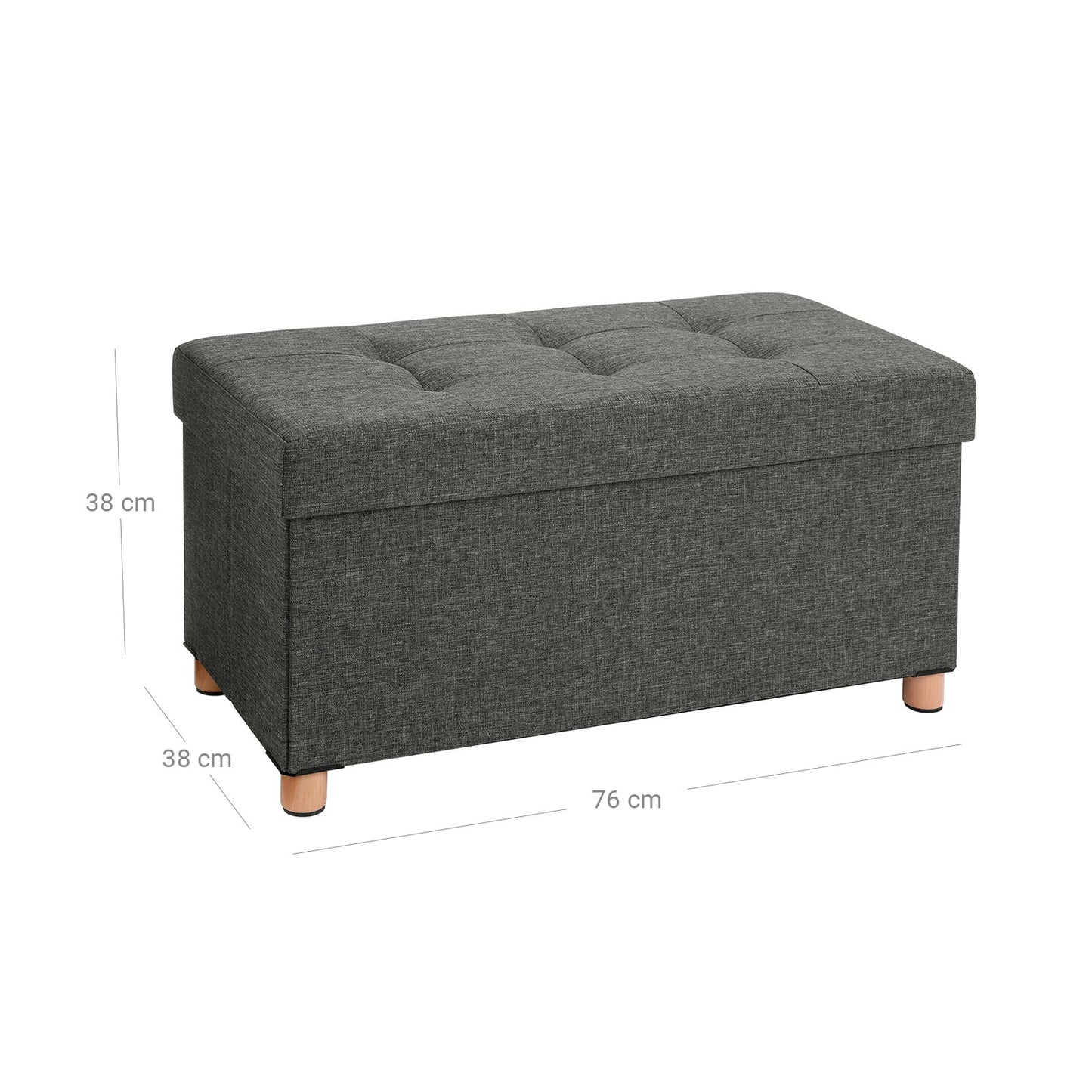 Baúl Ottoman con Mechón Insertado Gris Oscuro-SONGMICS