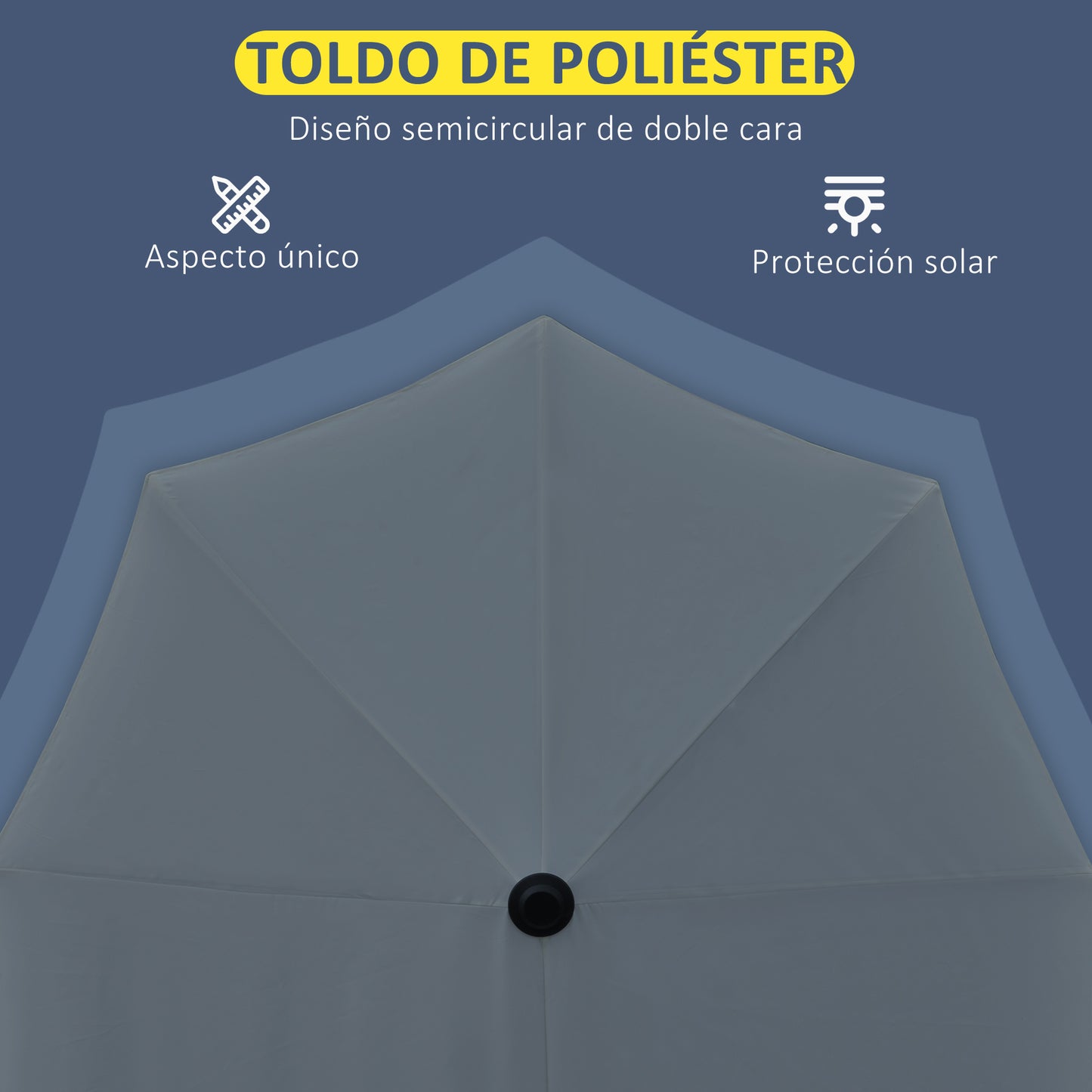 Outsunny Sombrilla de Pared de Jardín 200x190x240 cm Parasol de Terraza con Manivela Poste de Acero y Base Cruzada Anti-UV para Terraza Balcón Gris