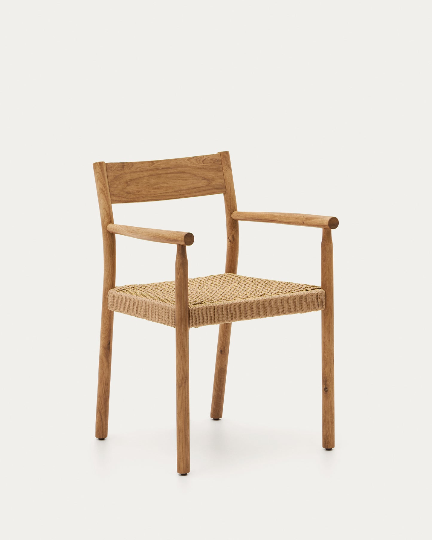 Silla Yalia de madera maciza de roble con acabado natural y asiento de cuerda FSC 100%