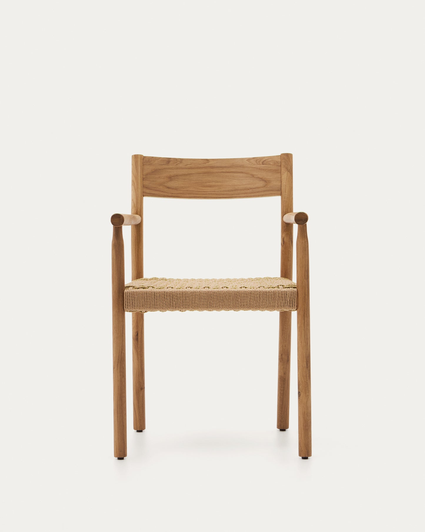 Silla Yalia de madera maciza de roble con acabado natural y asiento de cuerda FSC 100%