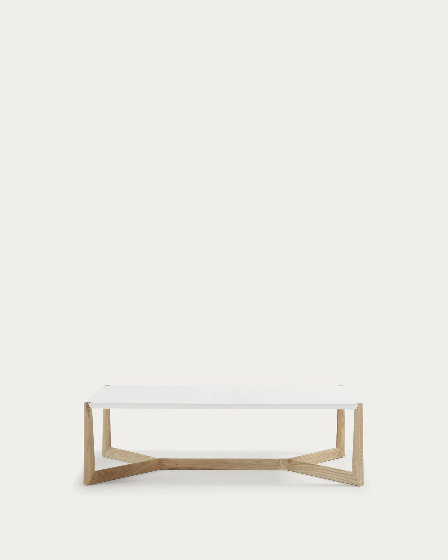 Mesa de centro Quatro madera maciza de fresno y lacado blanco 120 x 60 cm