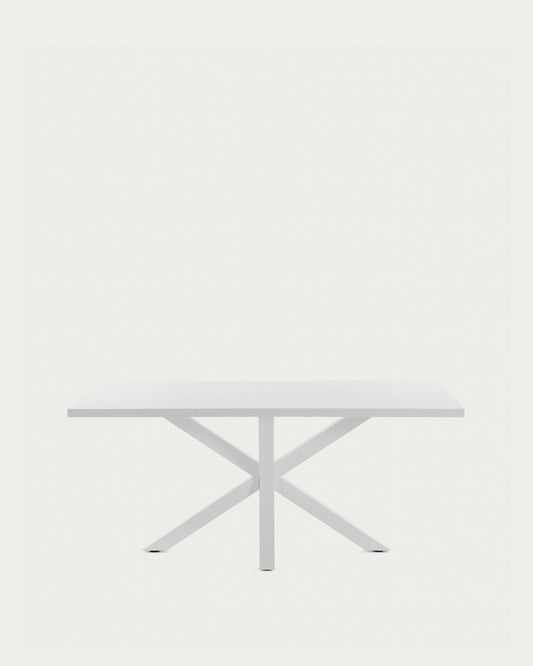 Mesa Argo de melamina con acabado blanco y patas de acero con acabado blanco 180 x 100 cm