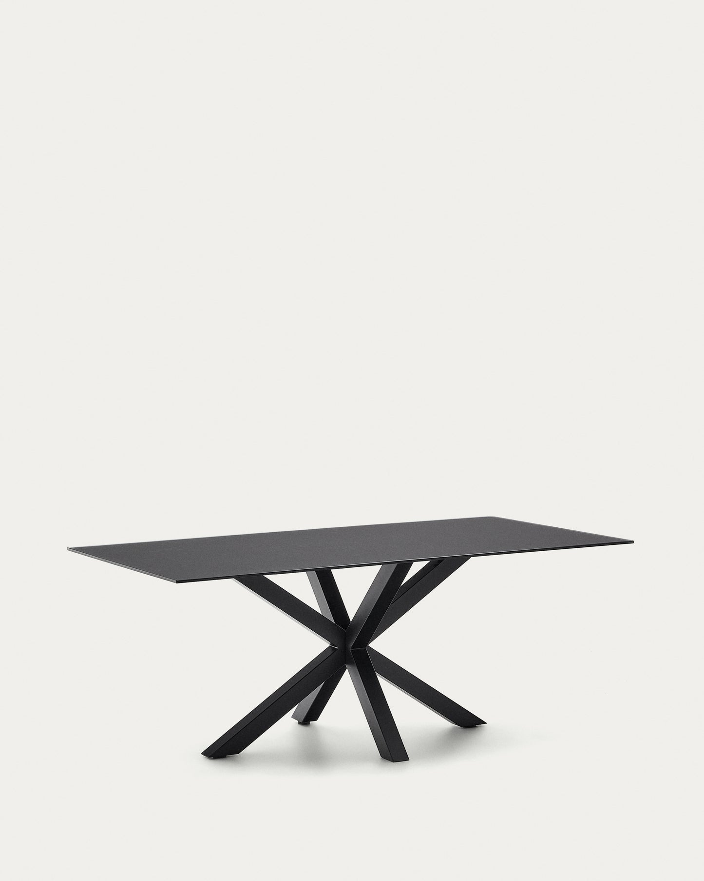 Mesa Argo de cristal negro y patas de acero con acabado negro 200x100 cm