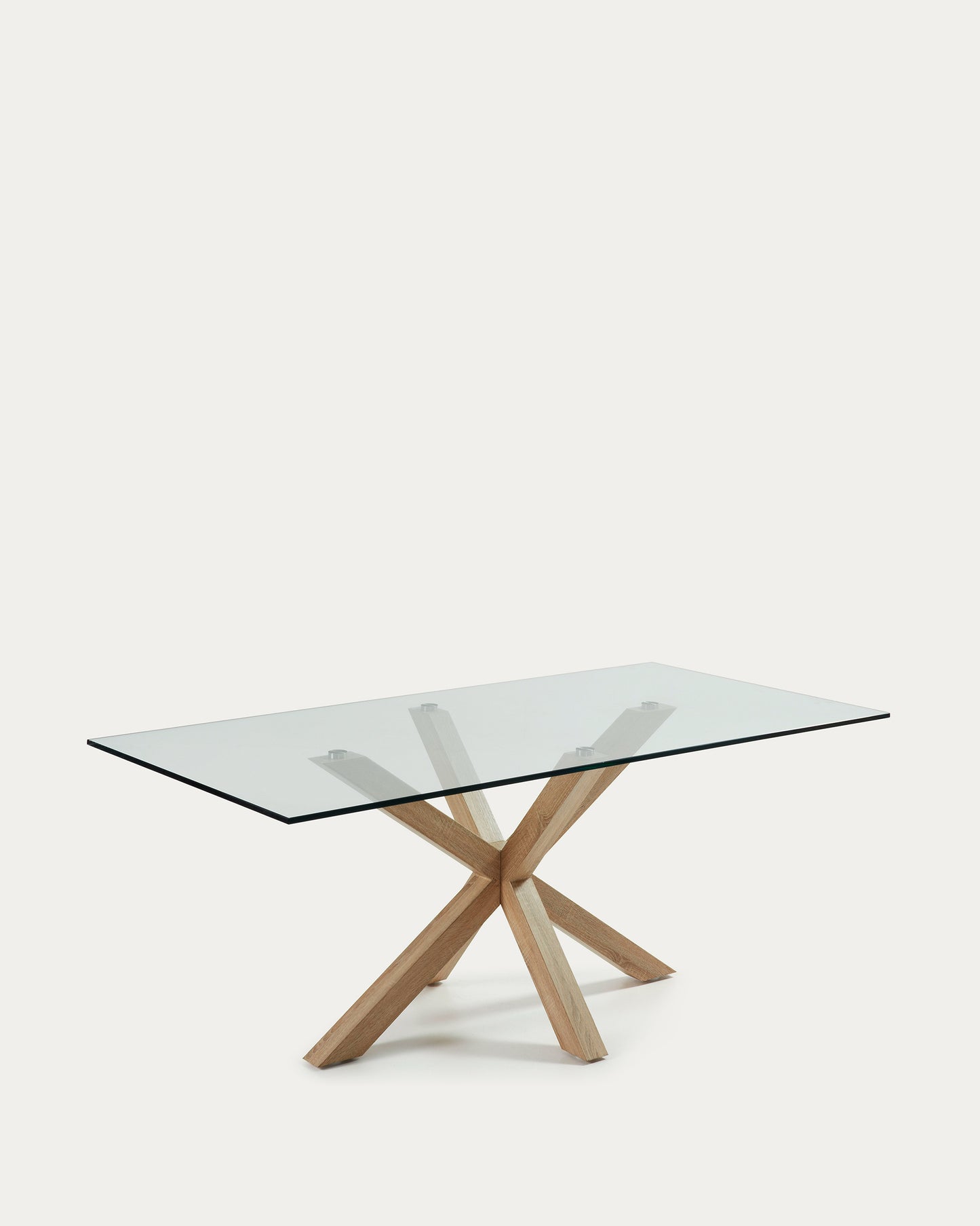 Mesa Argo de cristal y patas de acero efecto madera  200 x 100 cm