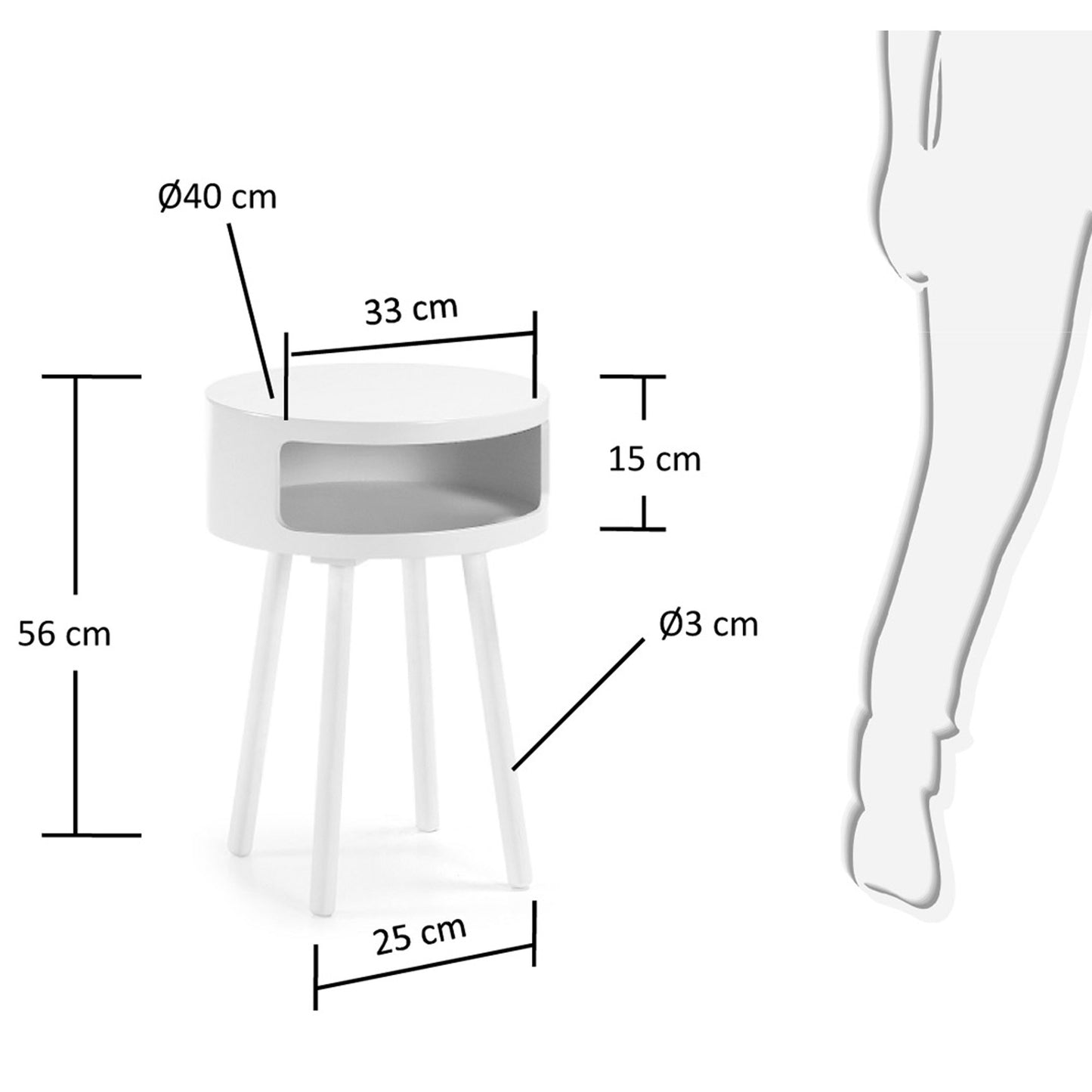 Mesa auxiliar Kurb B Ø 40 cm blanco