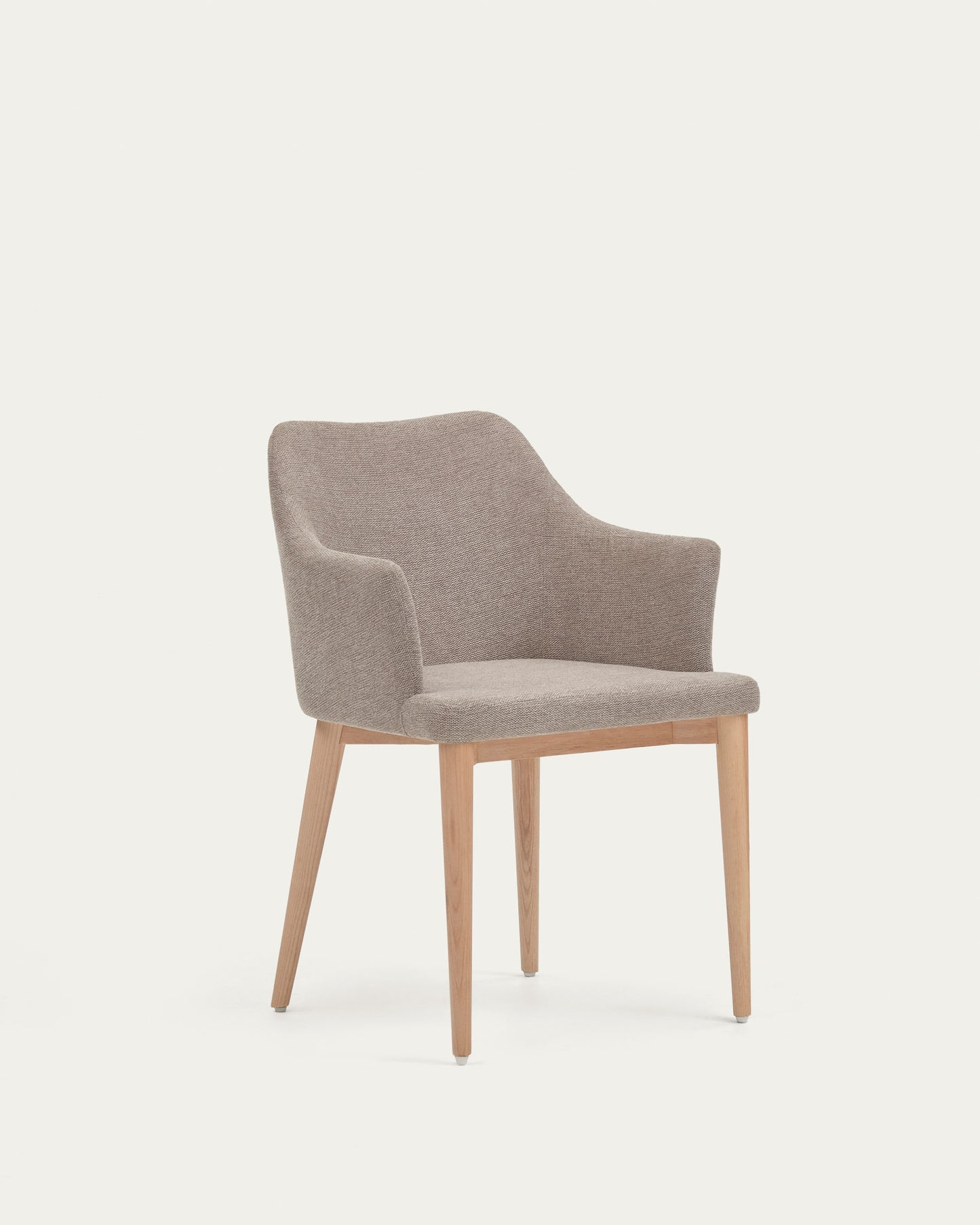 Silla Croft de chenilla marrón y patas de madera maciza de fresno