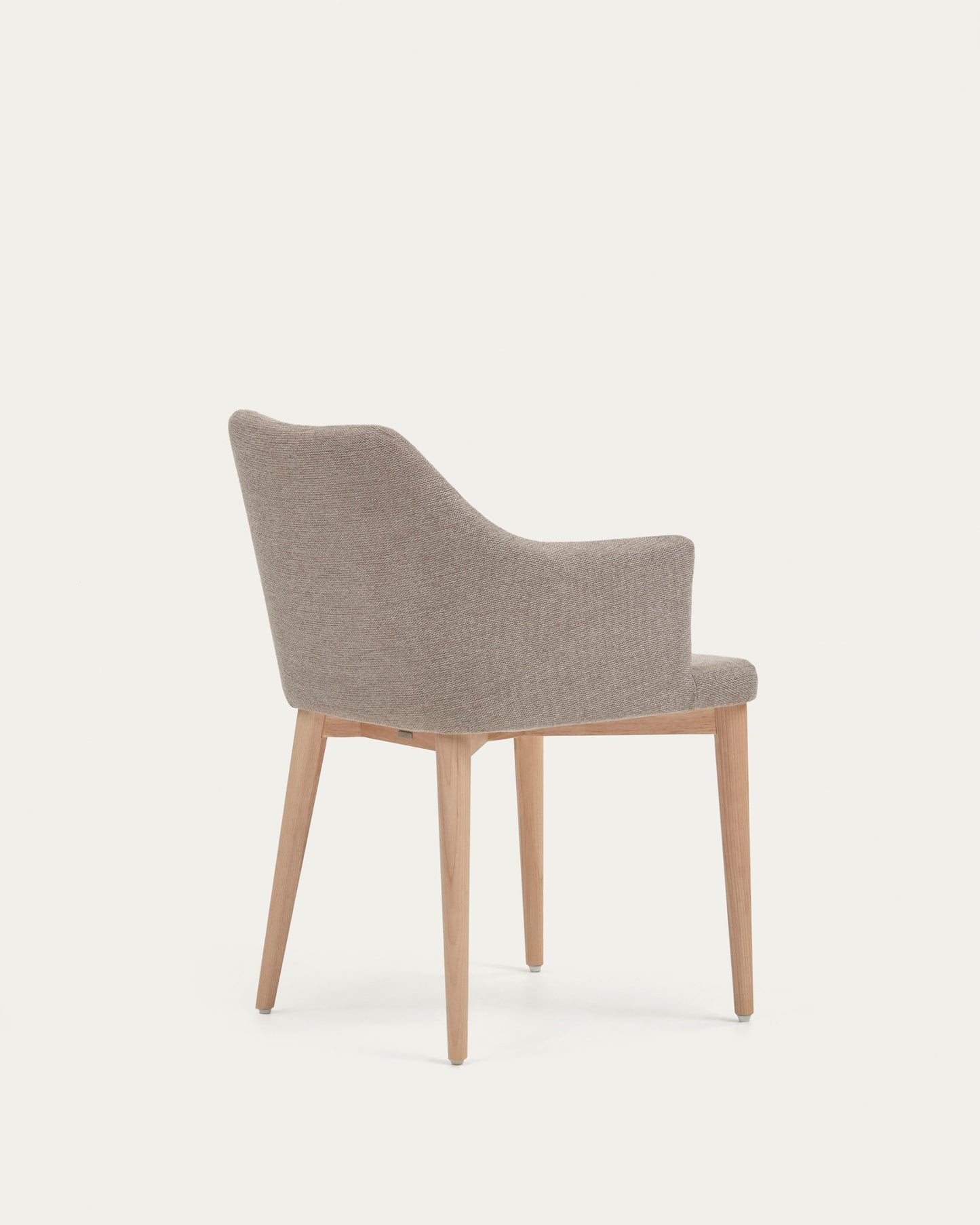 Silla Croft de chenilla marrón y patas de madera maciza de fresno