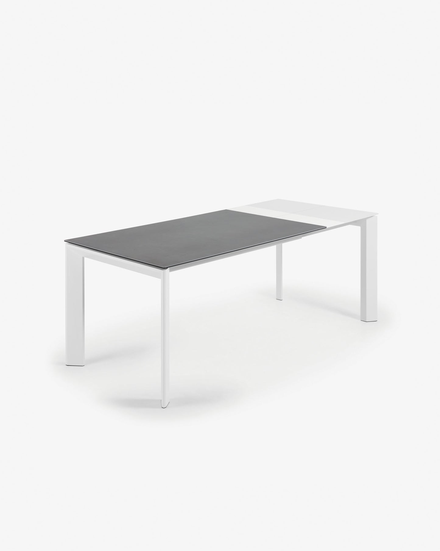 Mesa extensible Axis porcelánico acabado Vulcano Roca y patas acero blanco 140 (200) cm