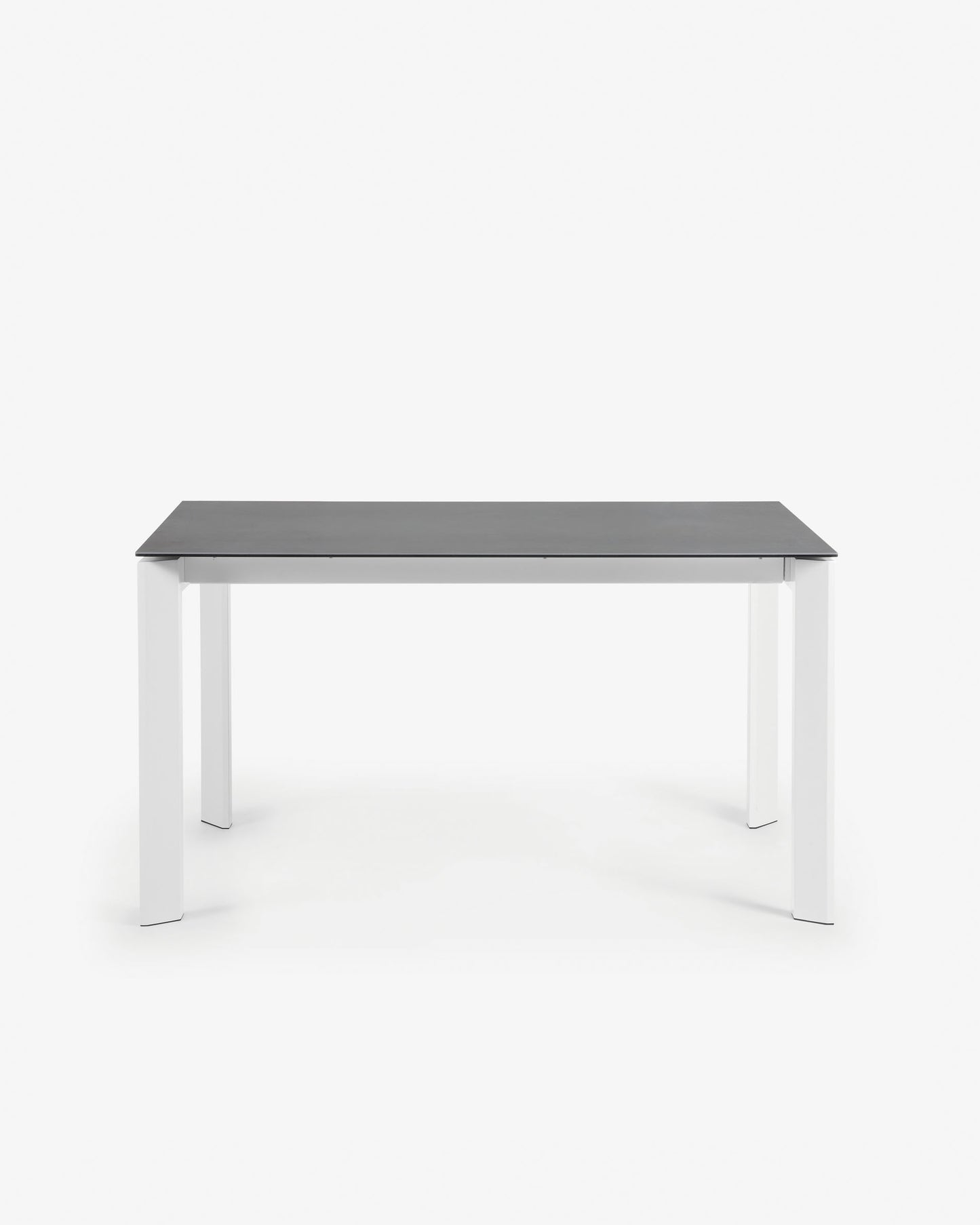 Mesa extensible Axis porcelánico acabado Vulcano Roca y patas acero blanco 140 (200) cm