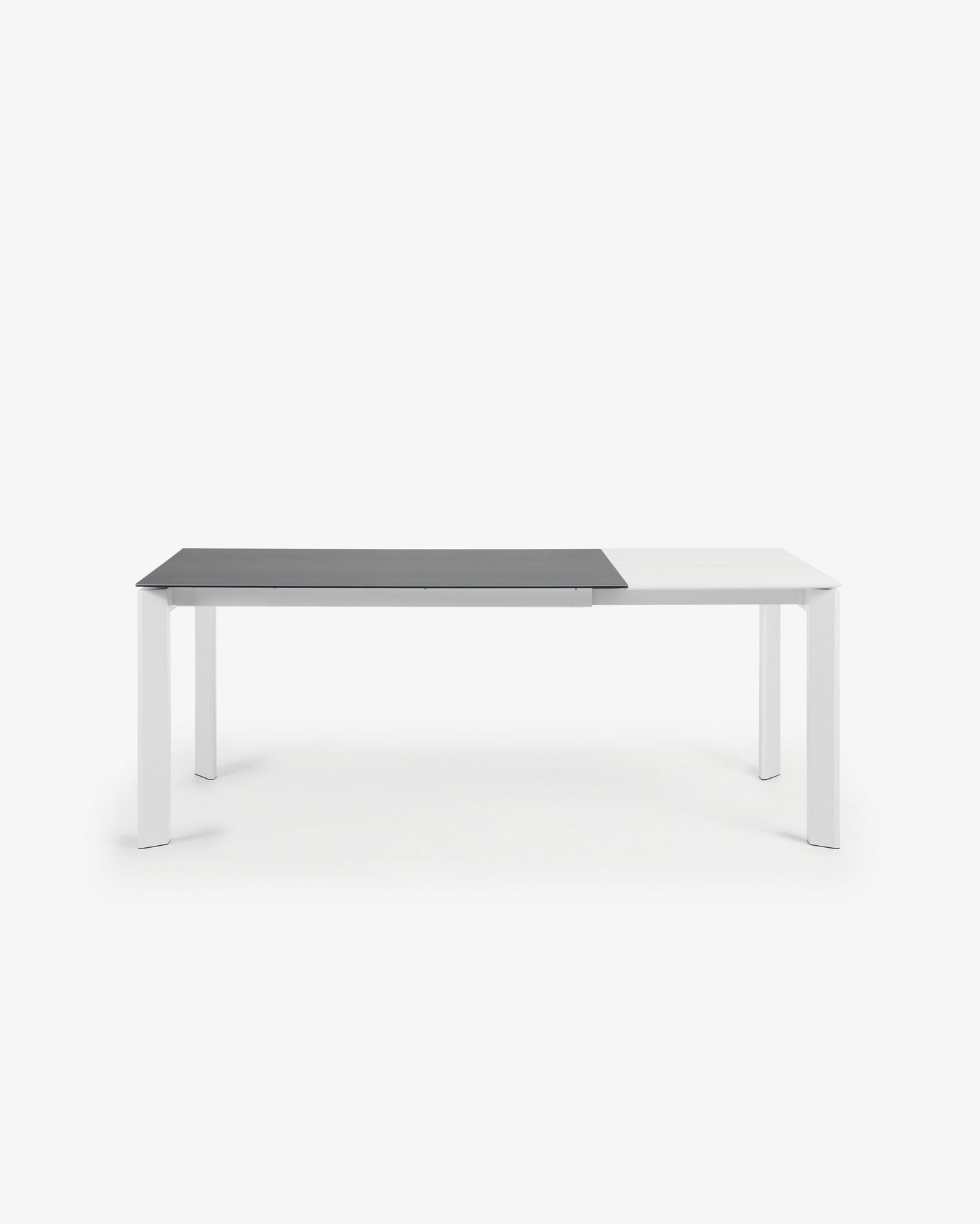 Mesa extensible Axis porcelánico acabado Vulcano Roca y patas acero blanco 140 (200) cm