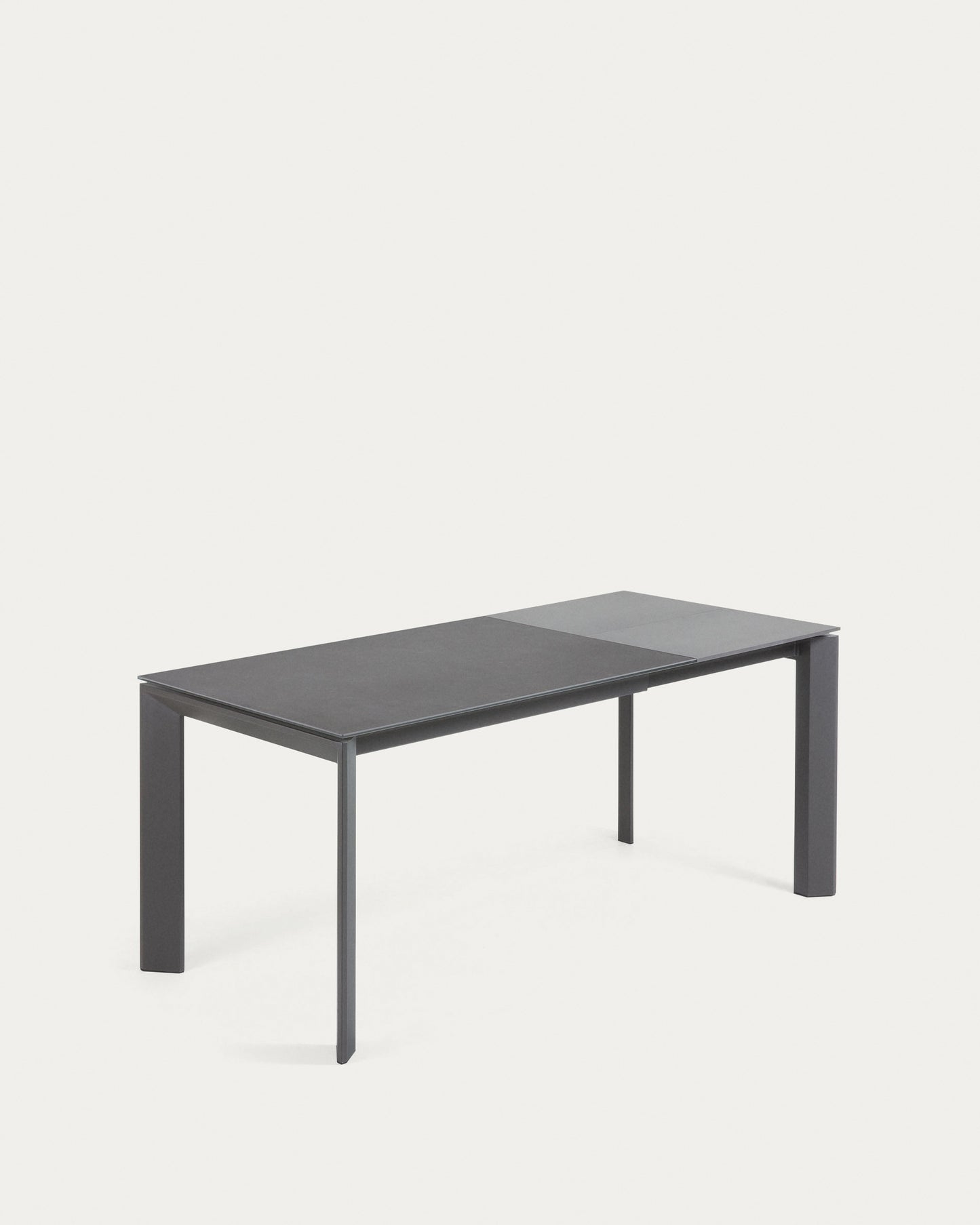 Mesa extensible Axis porcelánico acabado Vulcano Roca patas acero gris oscuro 120 (180) cm